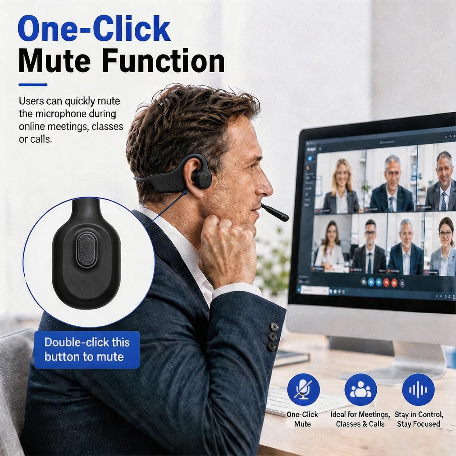 Detalle de Open-Ear Bone Conduction Headset with Bluetooth 6.0