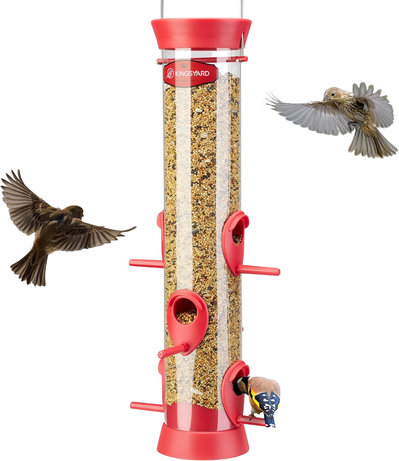 Thumbnail 6 de Kingsyard 2 Pack Tube Bird Feeder for Outdoors – 6 Ports, Removable Base & Easy-Clean Design (Green)