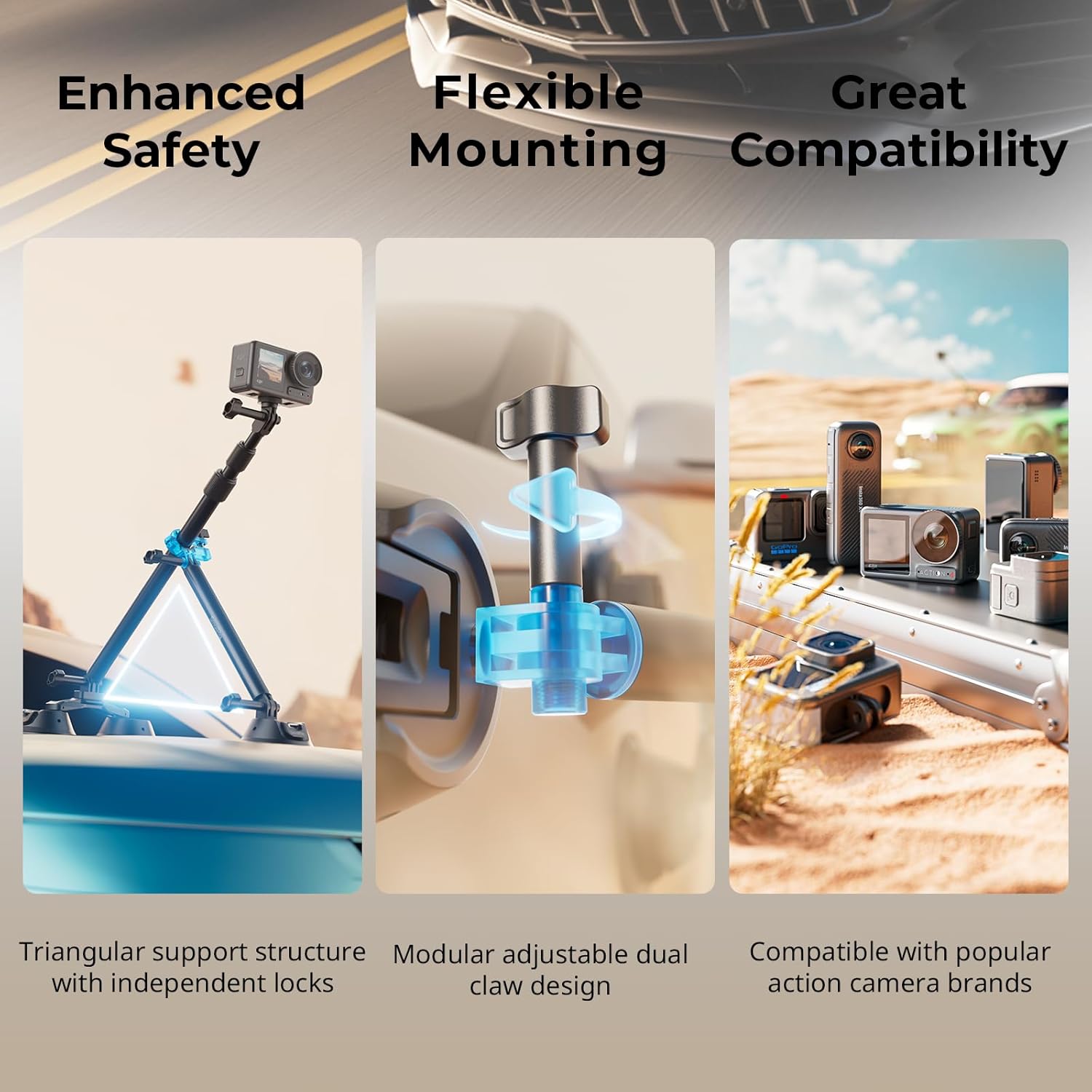 Thumbnail 2 de SmallRig Car Mount for Insta360 X4/X3 with Double-Layer Suction Cup and Telescopic Rod