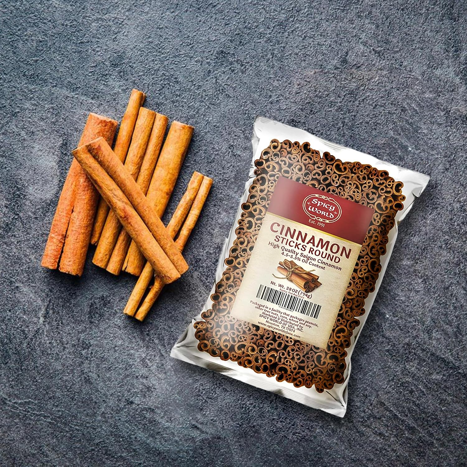 Detalle 2 de Spicy World Cinnamon Sticks, 28 oz Bulk Bag, 150–175 Sticks, 3+ Inches