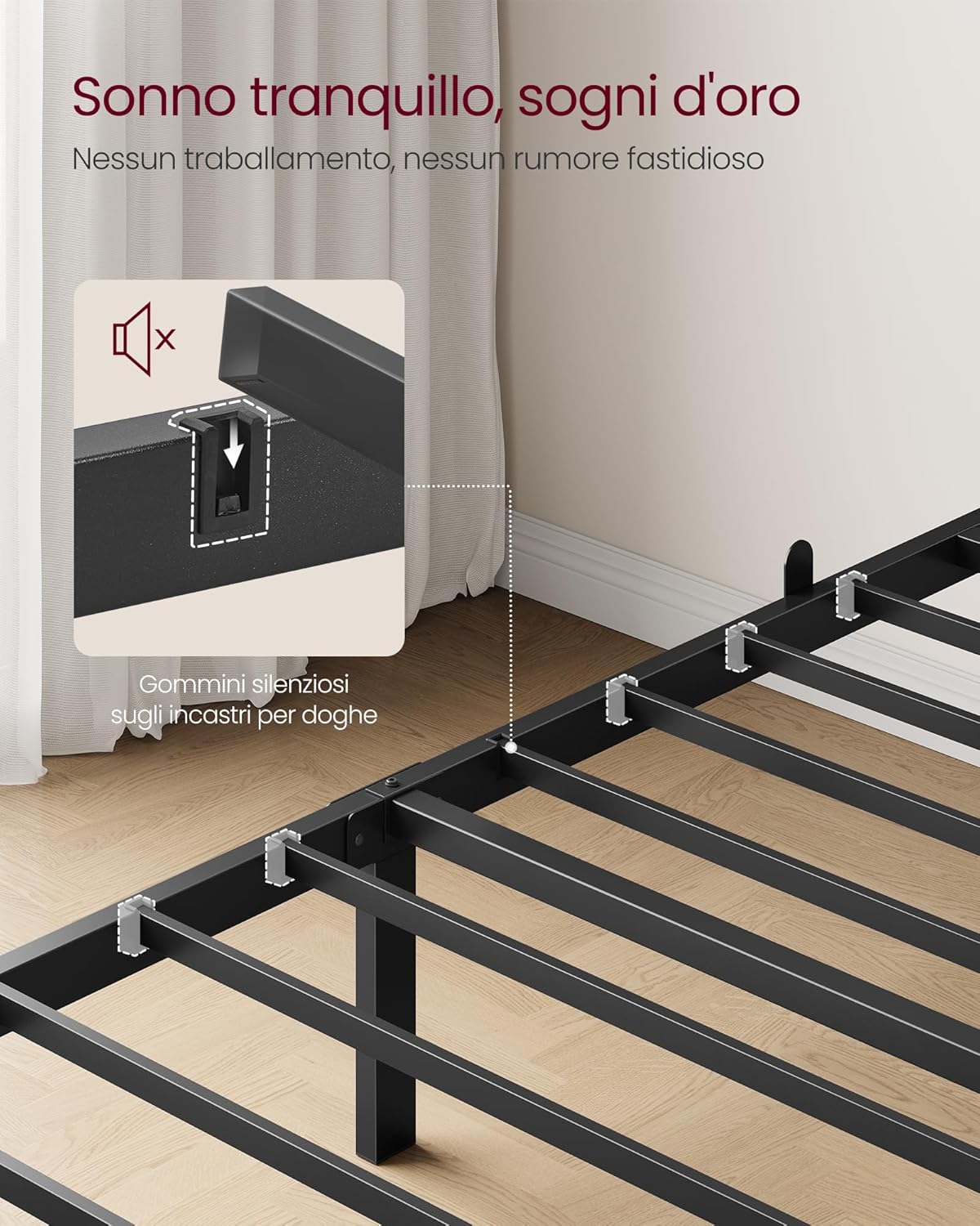Thumbnail 3 de VASAGLE Struttura Letto Singolo 90x190 cm RMB291B101 – Testiera in metallo, montaggio facile, fino a 250 kg