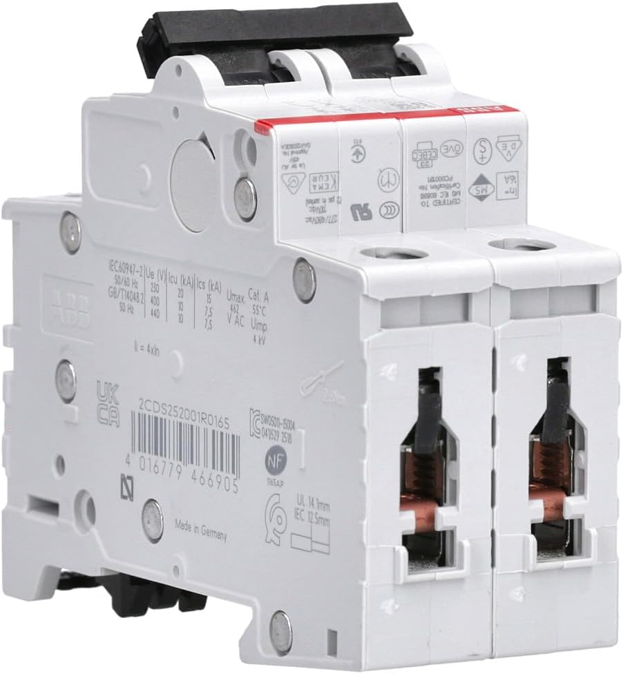 Detalle de ABB S202 B16 interruttore automatico 2 poli 6 kA