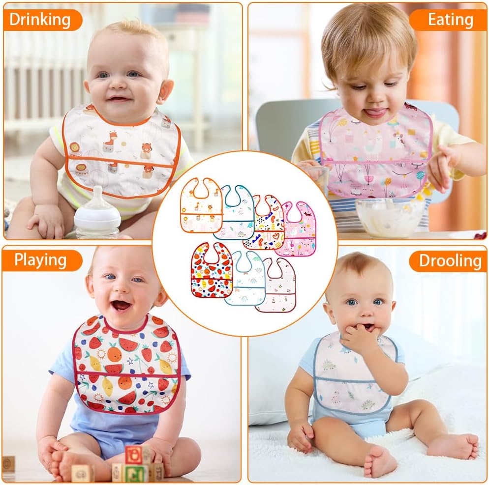 Thumbnail 5 de Aolso bavaglini neonato impermeabili con tasca (set da 7) per bimbi da 6 mesi a 3 anni