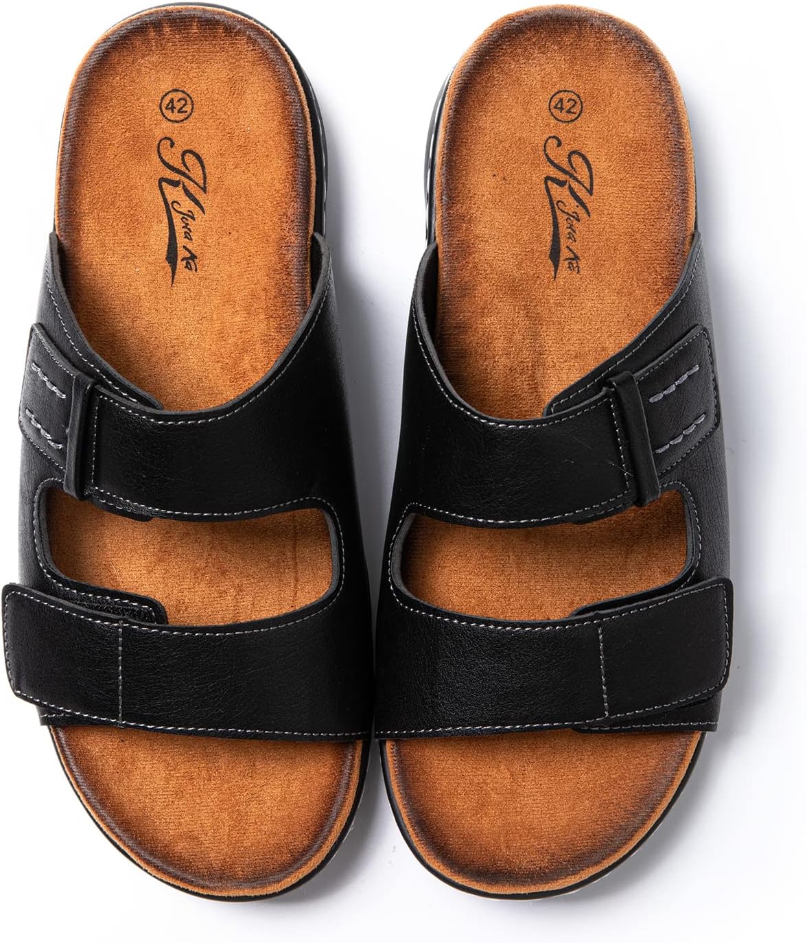 Detalle de JOMIX Sandales Homme en cuir avec Scratch – Tongs polyvalentes pour plage et extérieur