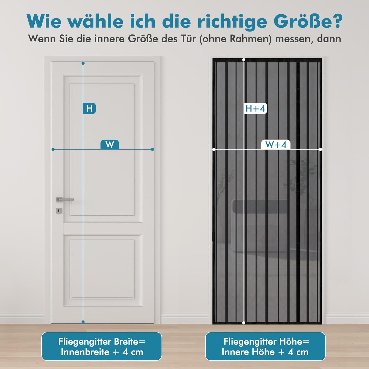 Detalle 2 de Sekey Fliegengitter Tür Vorhang – magnetisch, ohne Bohren, 95x210 cm, schwarz
