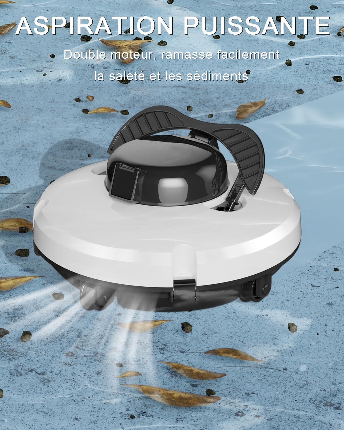 Detalle de (2026) Robot Piscine sans Fil 100m² – Aspirateur Piscine à Double Moteur, 120 Min, Auto-Stationnement