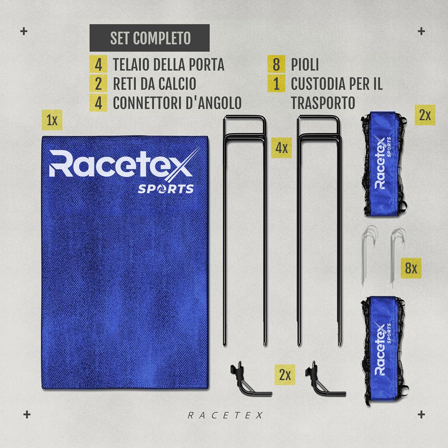 Thumbnail 1 de Racetex set di 2 porte da calcio per bambini con aste in fibra di vetro rinforzate e borsa da trasporto