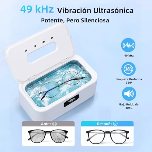 Detalle de Aimmbiuty Limpiador Ultrasonidos Joyas Gafas Dental, 800ML