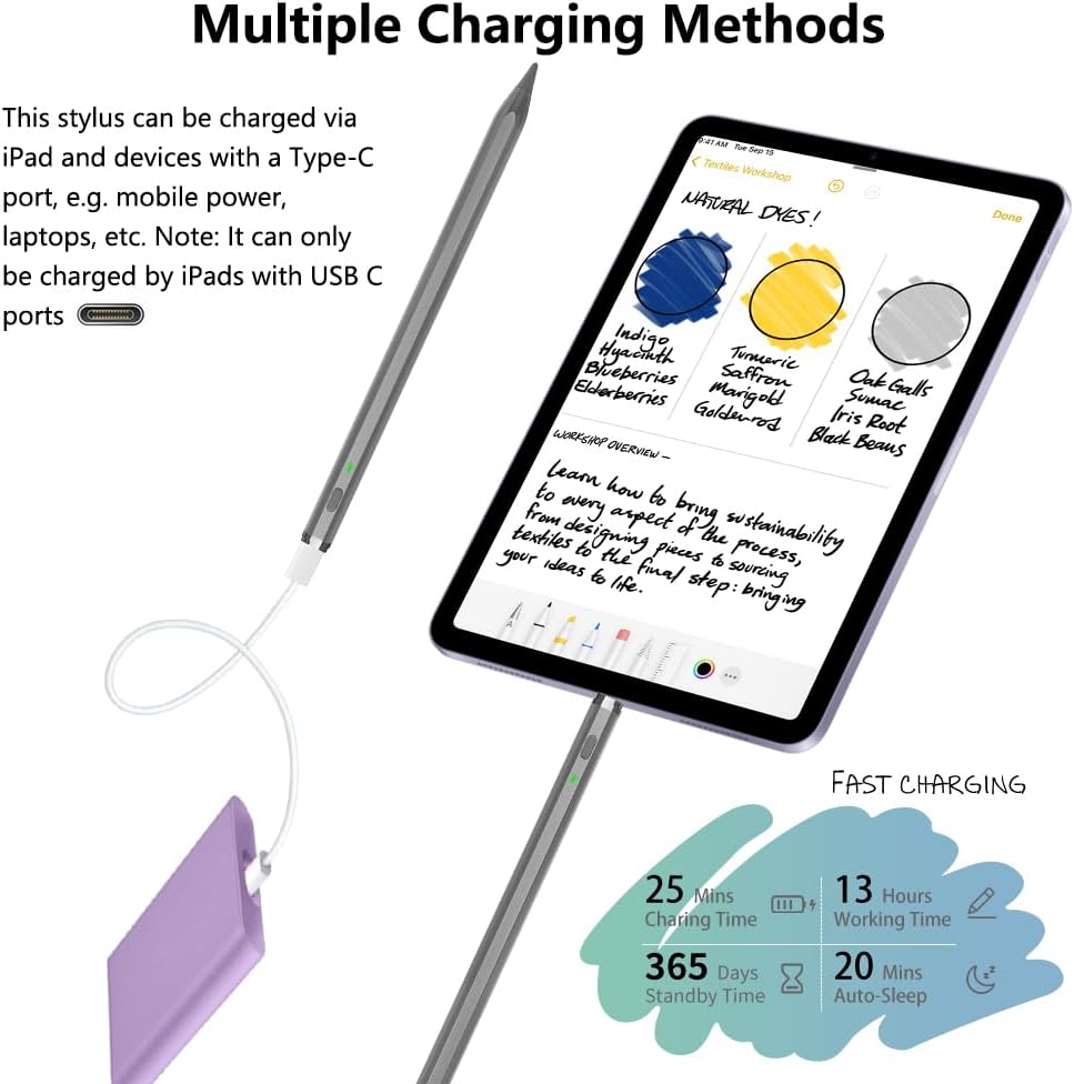 Detalle de Pencil 1. Generation für iPad (2018–2026) mit USB-C Schnellladeleistung und Neigungssensitivität