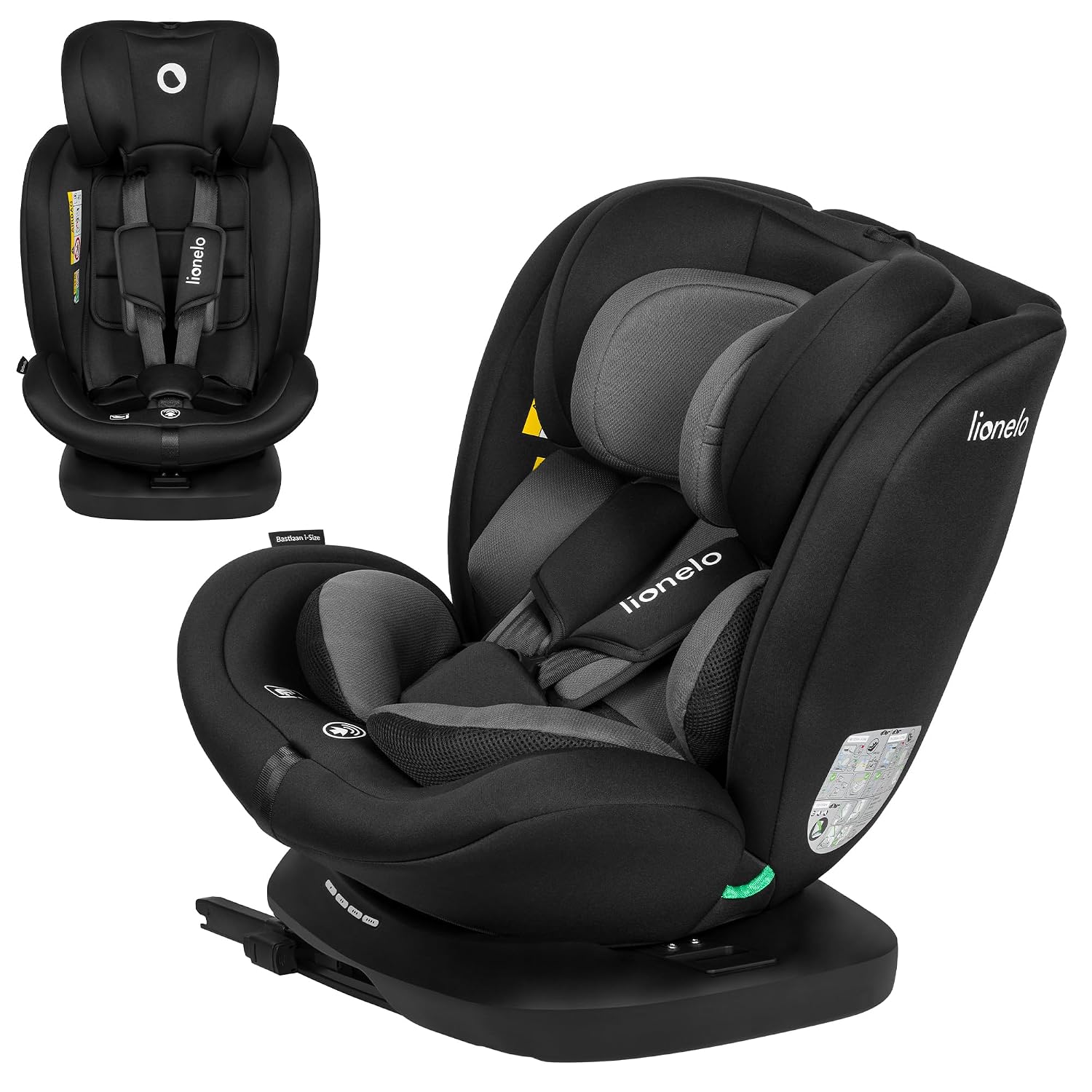 Detalle de Lionelo Bastiaan i-Size 360° drehbarer Kindersitz (Gruppe 0/1/2/3) bis 0–36 kg, 40–150 cm, ISOFIX + Top Tether