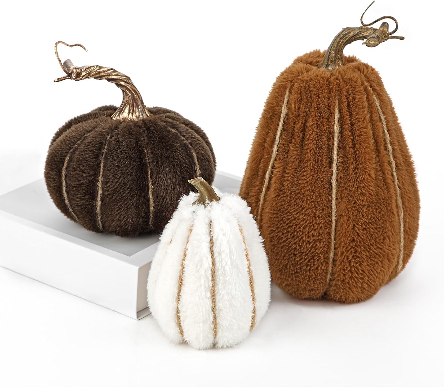 Detalle de Oairse 3-piece faux sherpa pumpkins for autumn ๐
