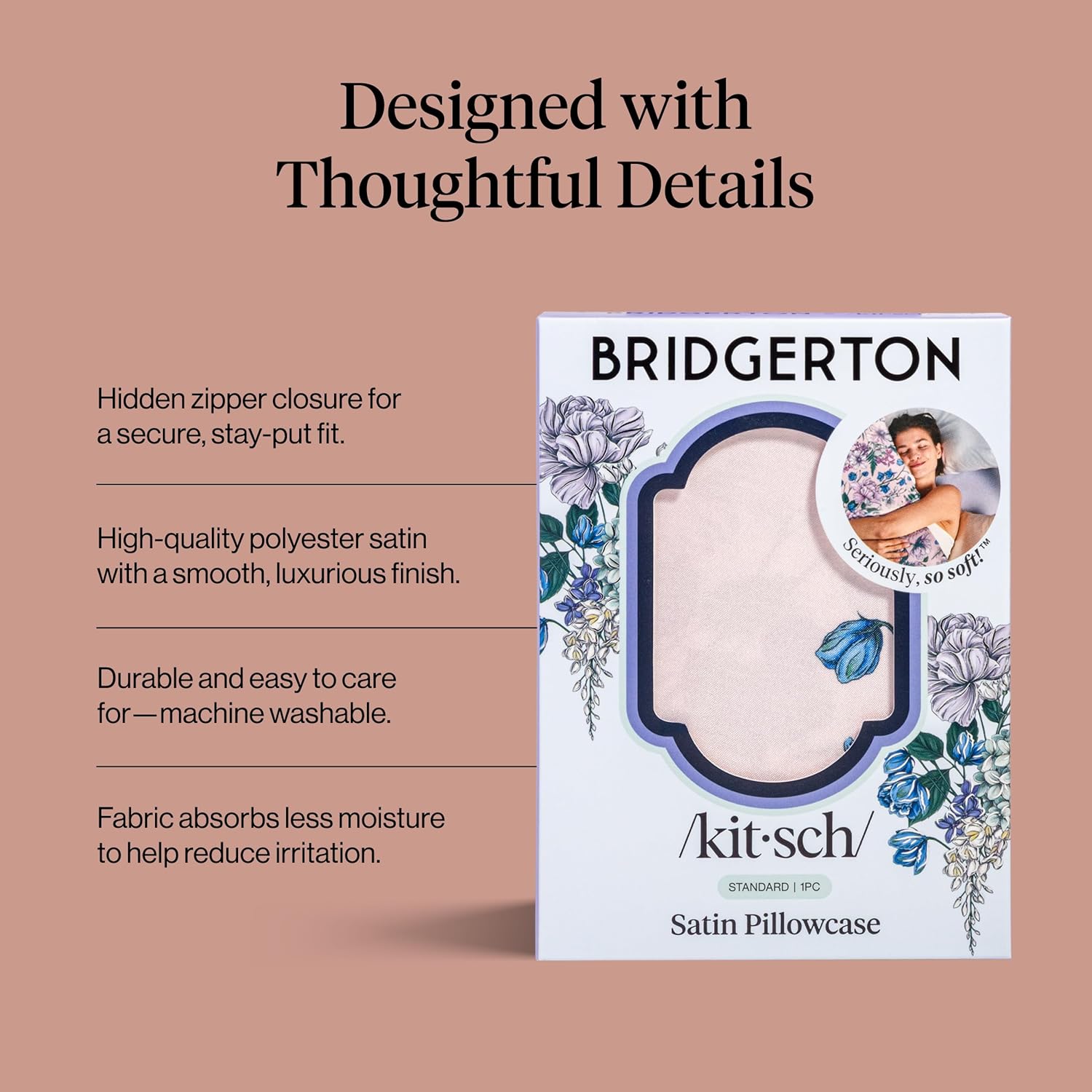 Thumbnail 2 de Bridgerton x Kitsch Satin Pillowcase 19x26