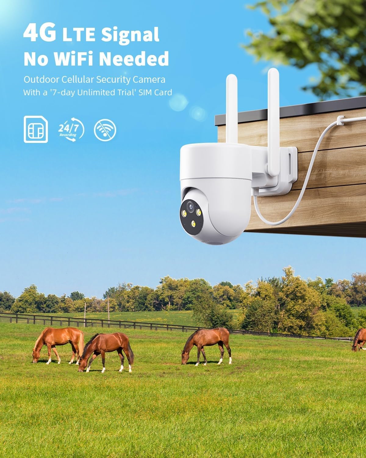 Thumbnail 1 de NUASI 4G LTE Outdoor Security Camera with 2K PTZ, 24/7 Recording and AI Human Detection