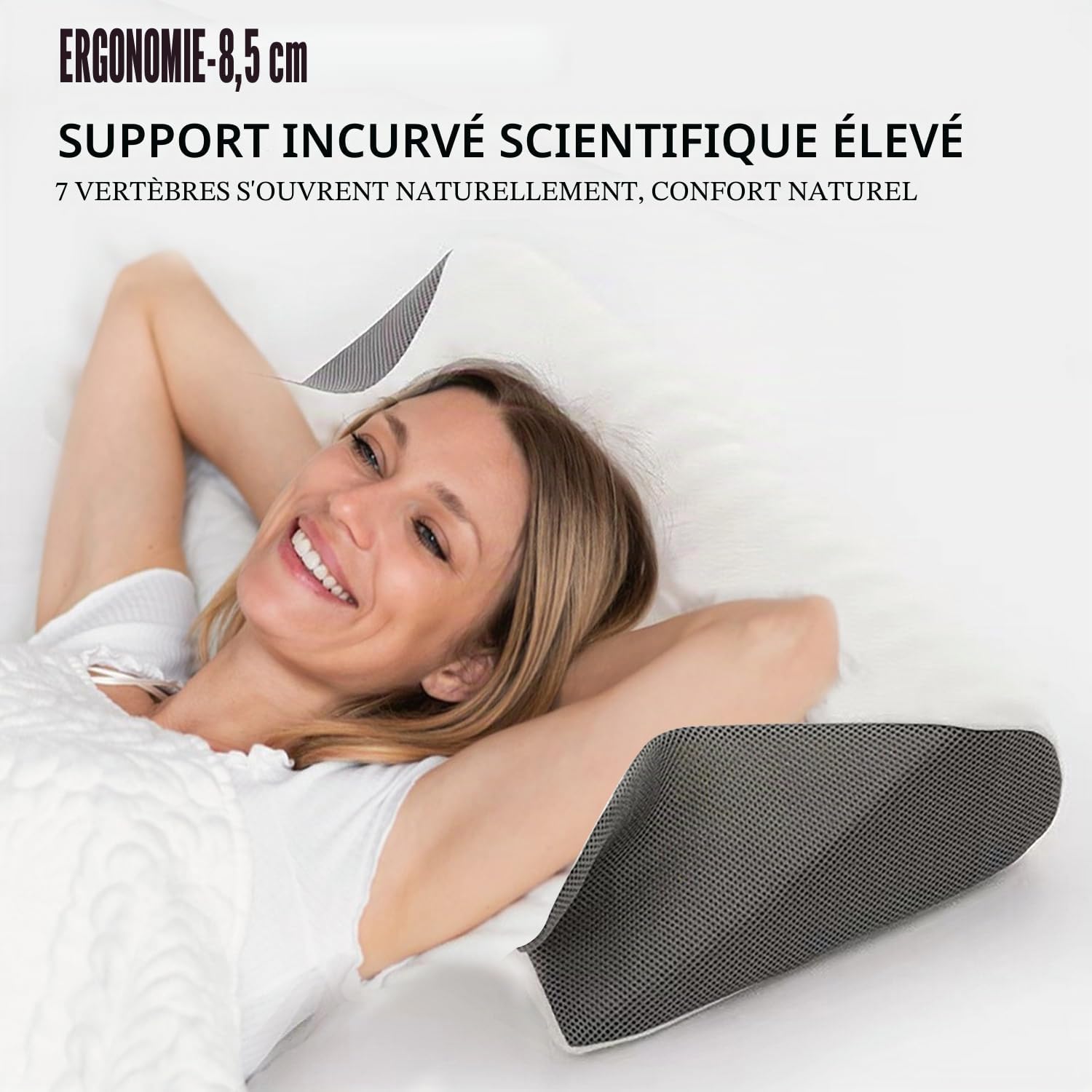 Detalle de Purova Oreiller Ergonomique Cervical – 2 en 1 mémoire de forme, soutien cervical adaptatif