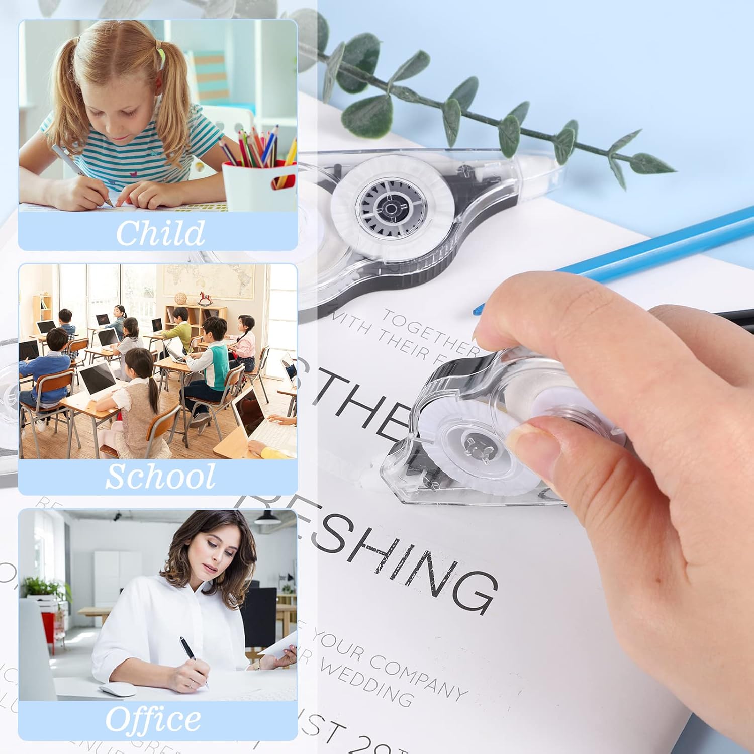 Thumbnail 6 de Yoosso 12 Pcs Correction Tape (12m x 5mm) – White mouse-style correction rollers for students & office