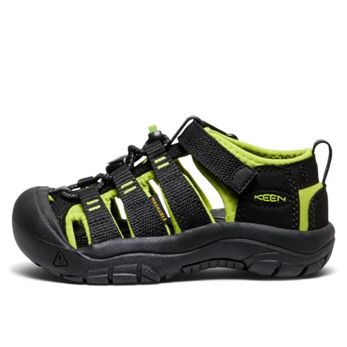 Detalle de KEEN Newport H2 Unisex Niños: Sandalia agua-resistente para aventuras diarias (BLACK/LIME GREEN, 24 EU)