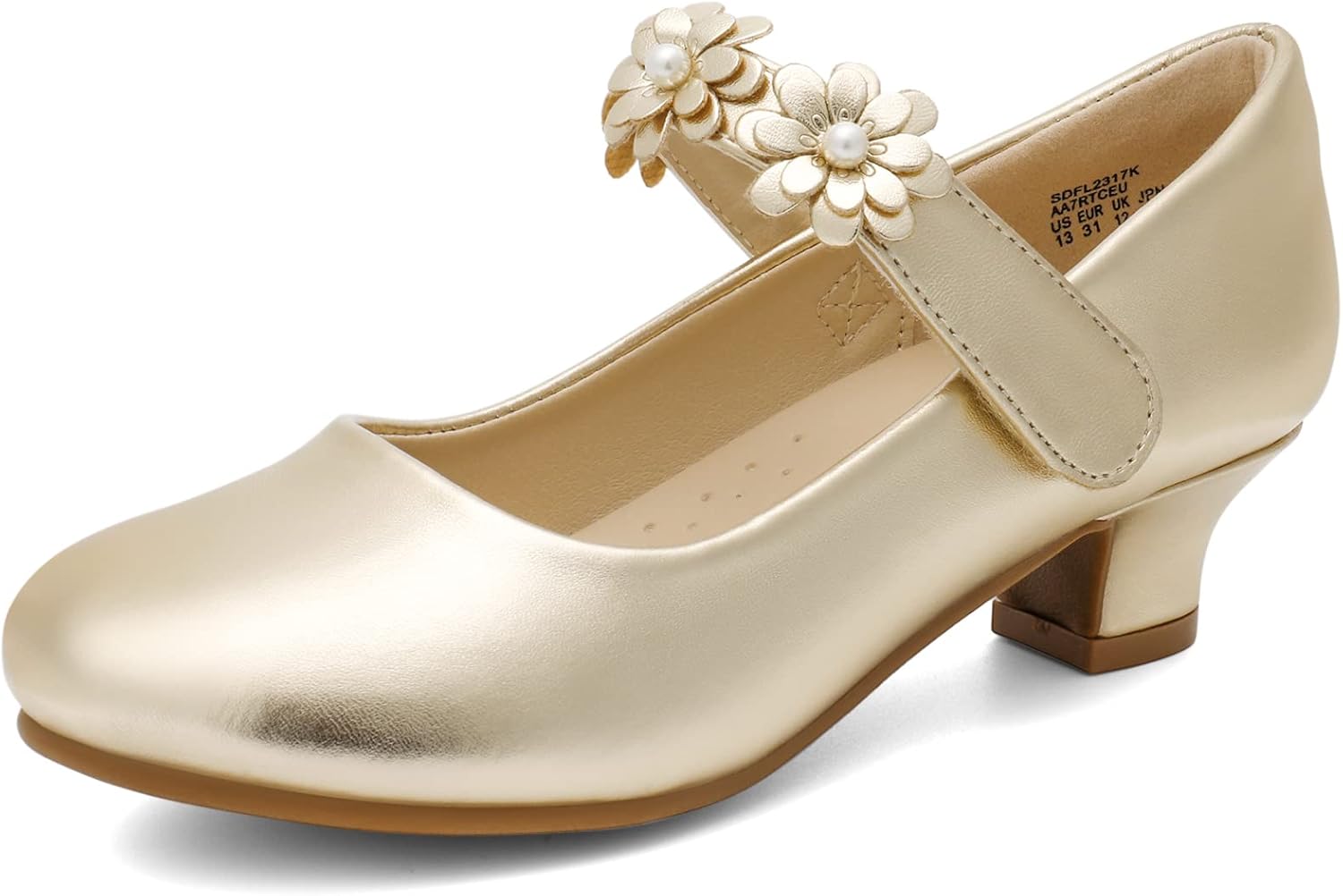 Detalle de DREAM PAIRS Chaussures Princesse Fille à Paillettes avec Talon Bloc – Escarpins Enfant pour Fête