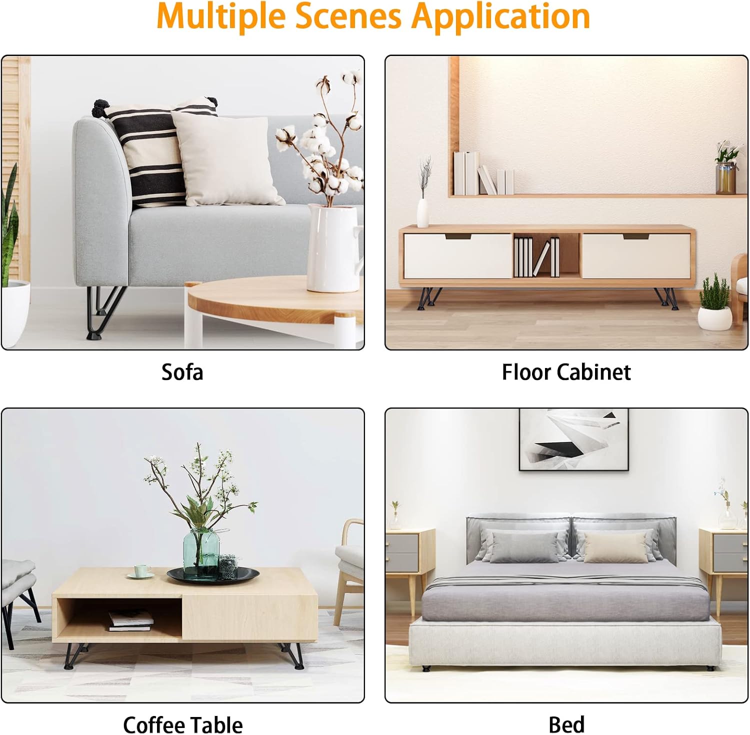 Detalle 2 de Signstek 16 inch black metal table legs (40cm) — modern DIY trapezoidal furniture legs