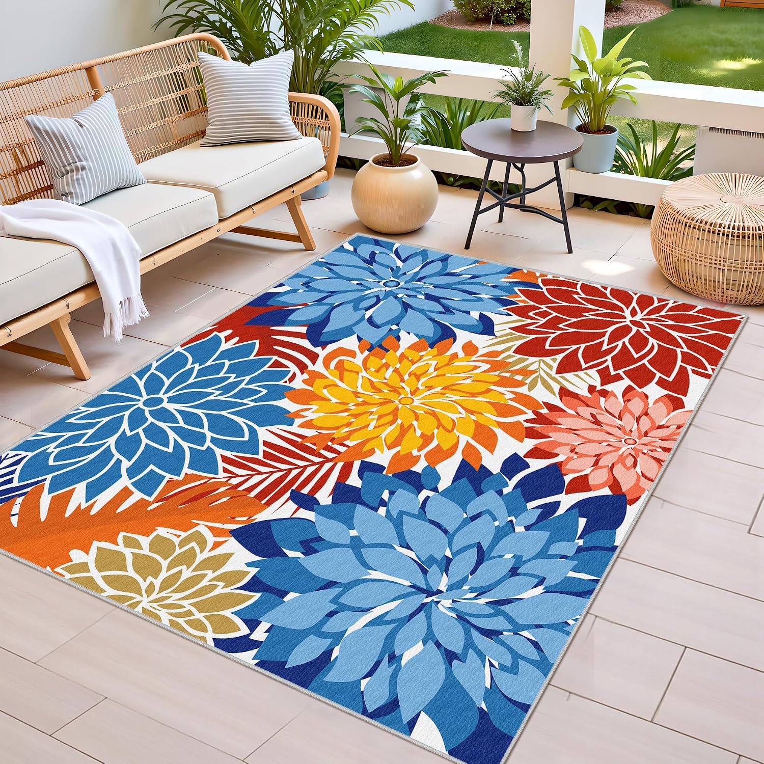 Thumbnail 2 de Arenarug DTSH241004FBA 9' x 12' Outdoor Chenille Rug, Floral, Waterproof