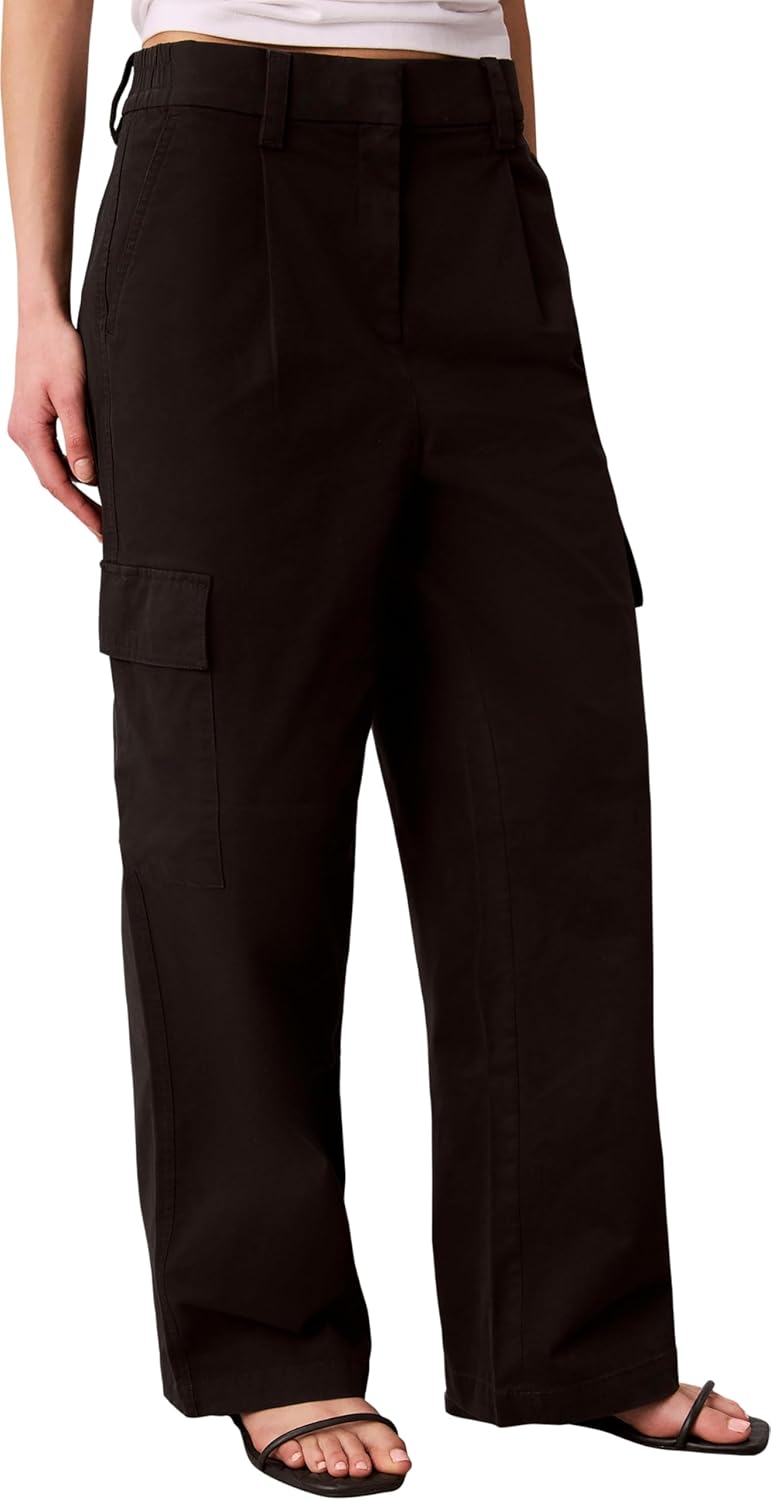 Detalle de Calvin Klein Cotton Ewaist Cargo Pant LV047F623G – Pantaloni casual da donna
