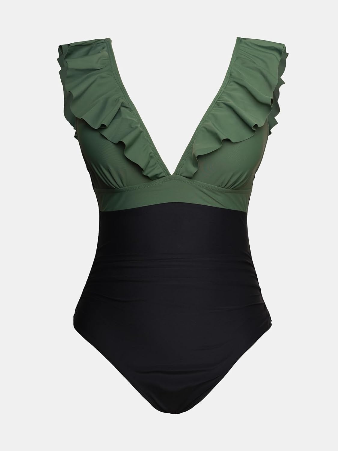 Thumbnail 6 de CUPSHE Damen Badeanzug Bauchweg Monokini mit Rüschen und V-Ausschnitt