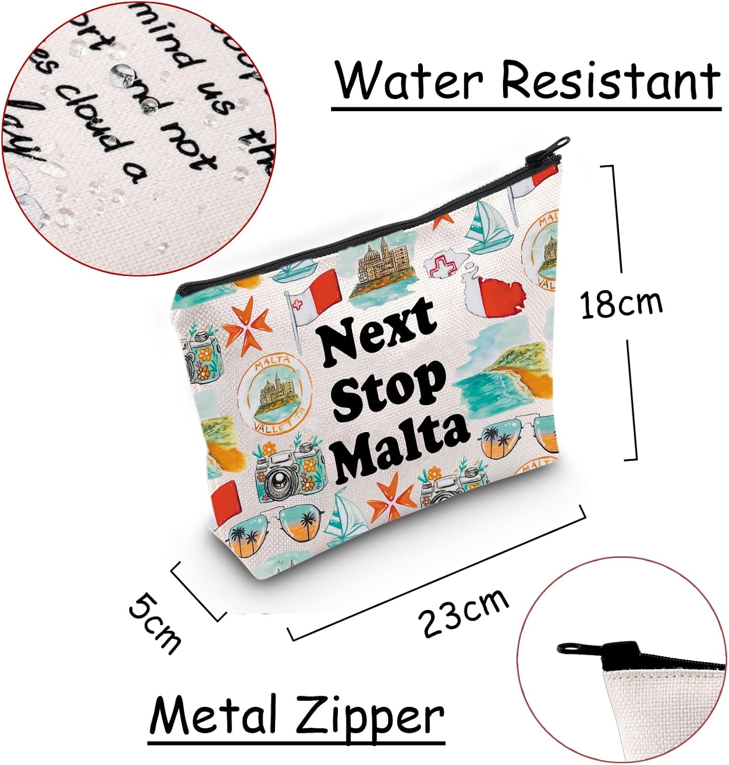 Detalle 2 de JXGZSO Malta Cosmetic Pouch Canvas