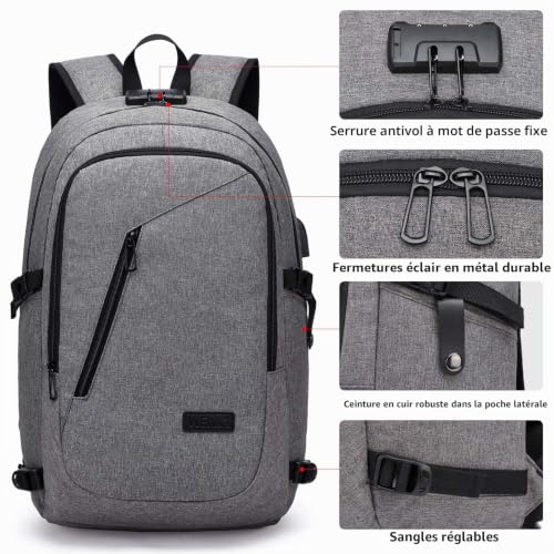 Thumbnail 4 de WENIG Sac à Dos Ordinateur Portable 17 Pouces – Antivol, 35L, USB intégré