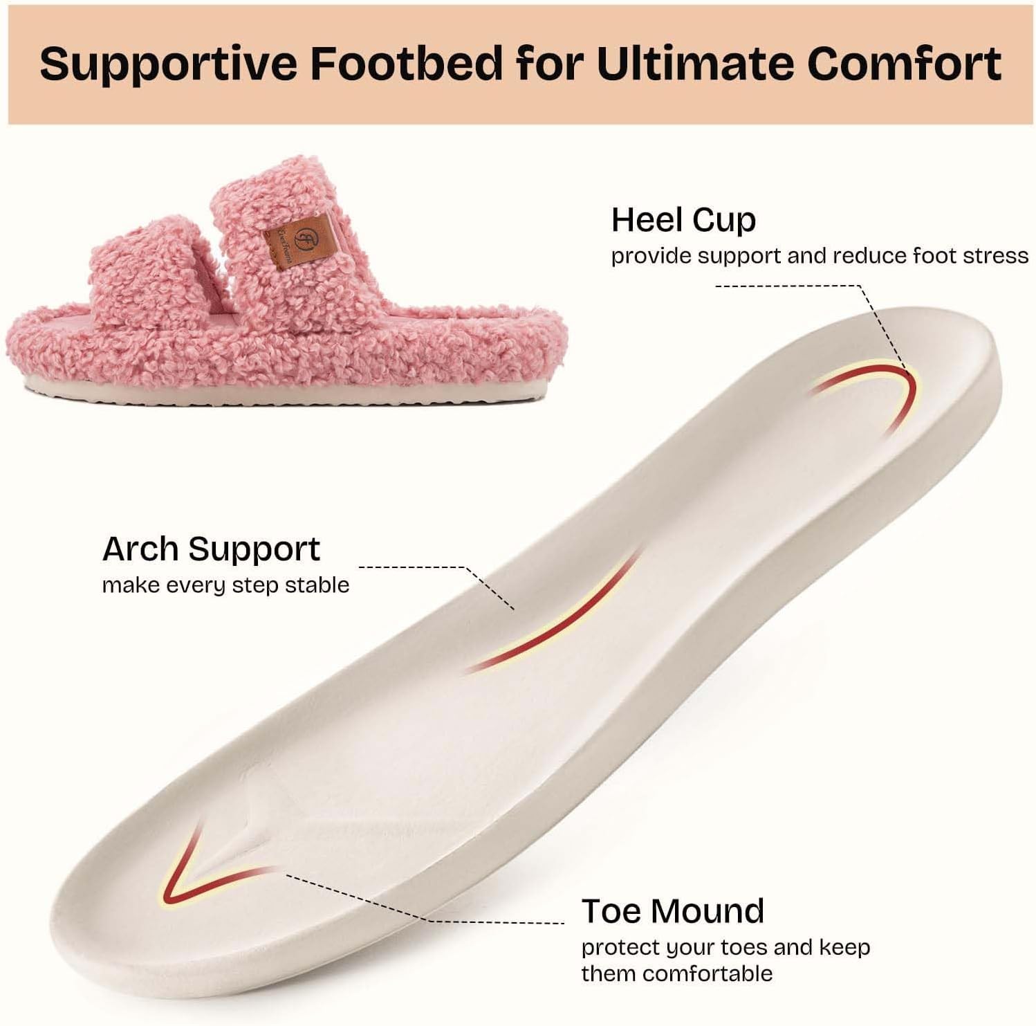 Detalle de EverFoams Women's Open-Toe Plush Slippers with Memory Foam