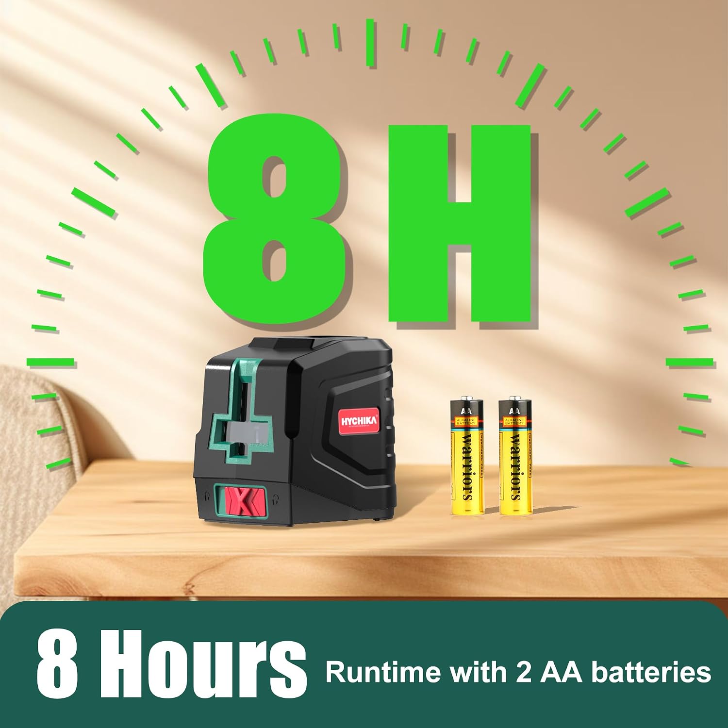 Detalle de HYCHIKA Laser Level 15 m – Green Cross Line Laser with Self-Levelling and Manual Modes