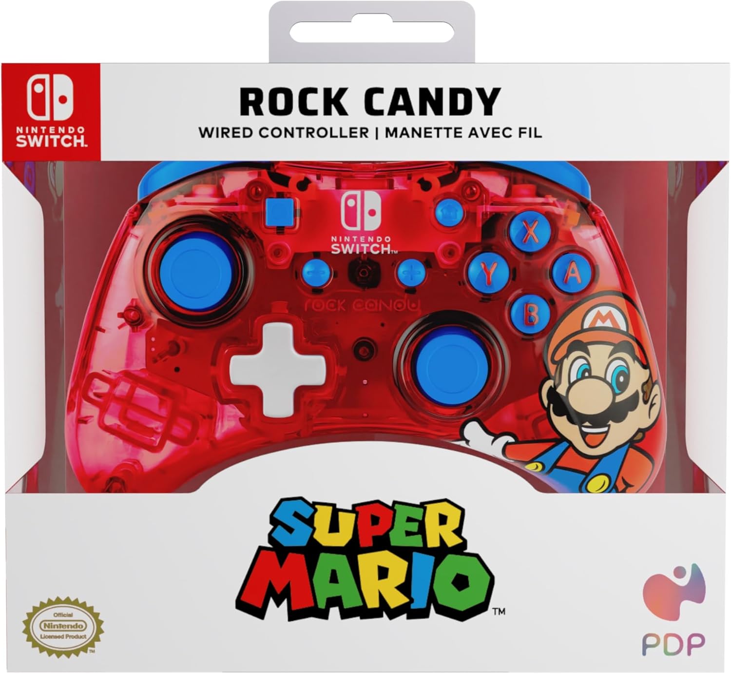Detalle 2 de PDP Rock Candy mando con cable para Nintendo Switch (Mario, con sticks cóncavos)