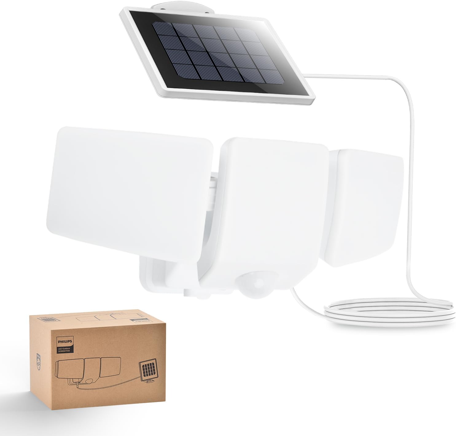 Philips lampe de Sécurité Solaires 3600LM: projecteur extérieur à 3 têtes, détecteur de mouvement PIR et panneau séparé