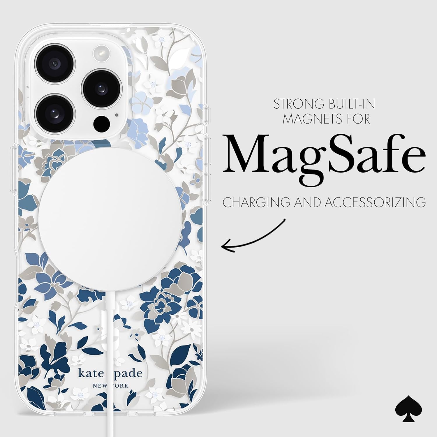 Detalle 2 de kate spade new york iPhone 16 Pro Case: Flowerbed Blue Gems