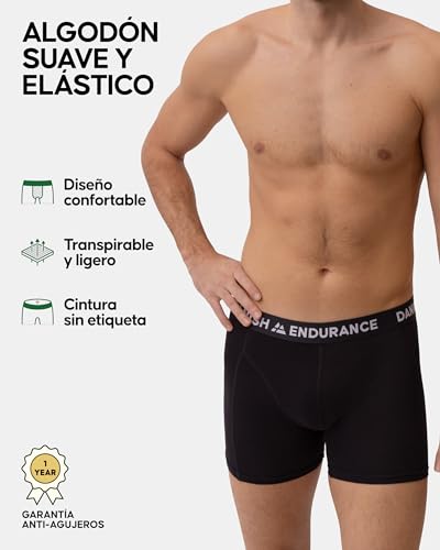 Detalle de DANISH ENDURANCE Calzoncillos Hombre Boxer Algodón Premium - Pack 6 (Negro, L)