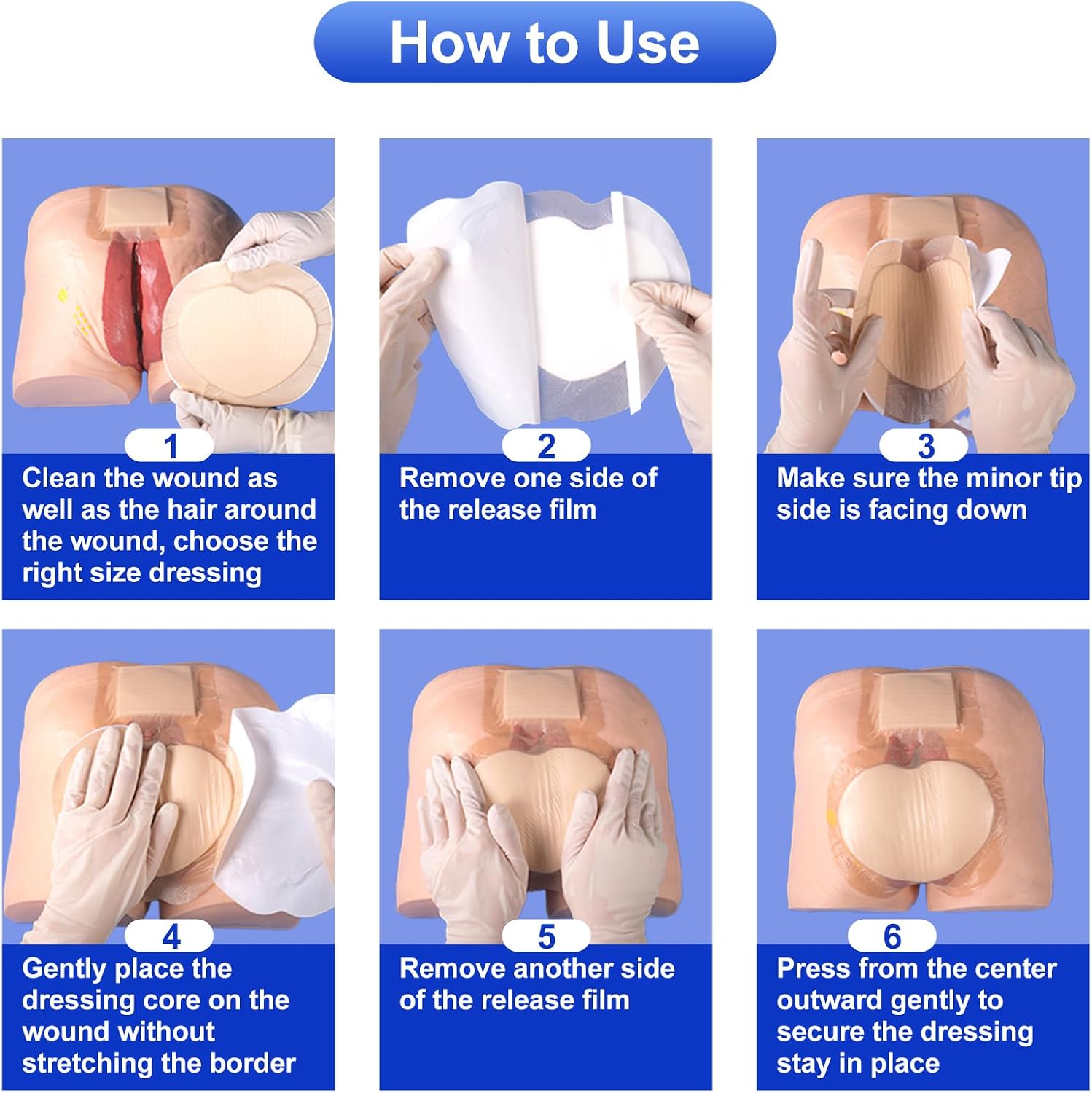 Detalle 2 de Niceful Sacral Silicone Foam Dressing 9x9 in (5 Pack) for Sacrum Wounds