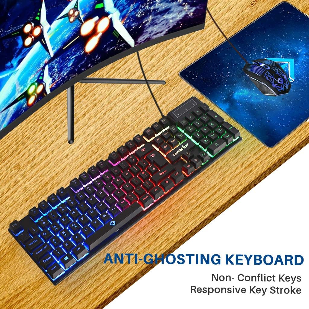 Thumbnail 2 de Combrite Raptor gaming keyboard and mouse set with large rainbow LED mouse mat (UK layout)