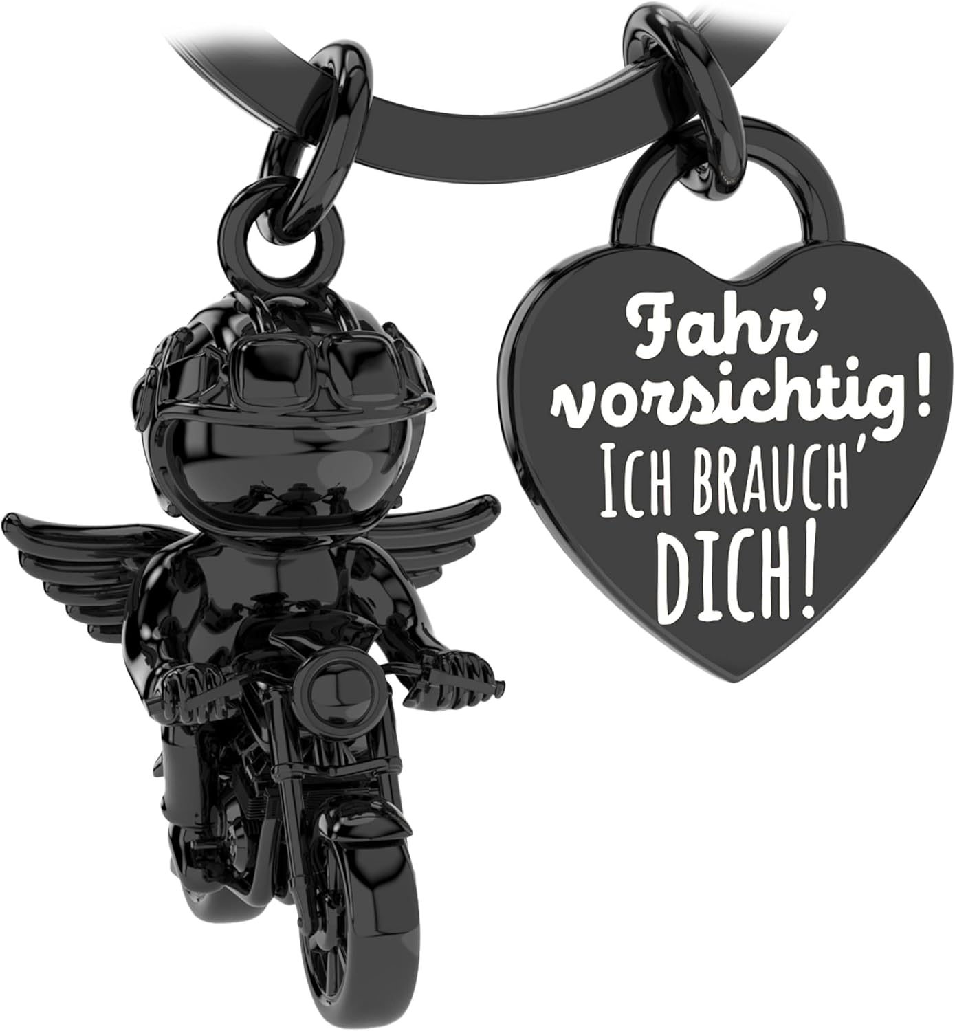 Detalle de LANOLU Motorrad-Schlüsselanhänger „Engel“ – Metall-Charm als Geschenk für Motorradfahrer