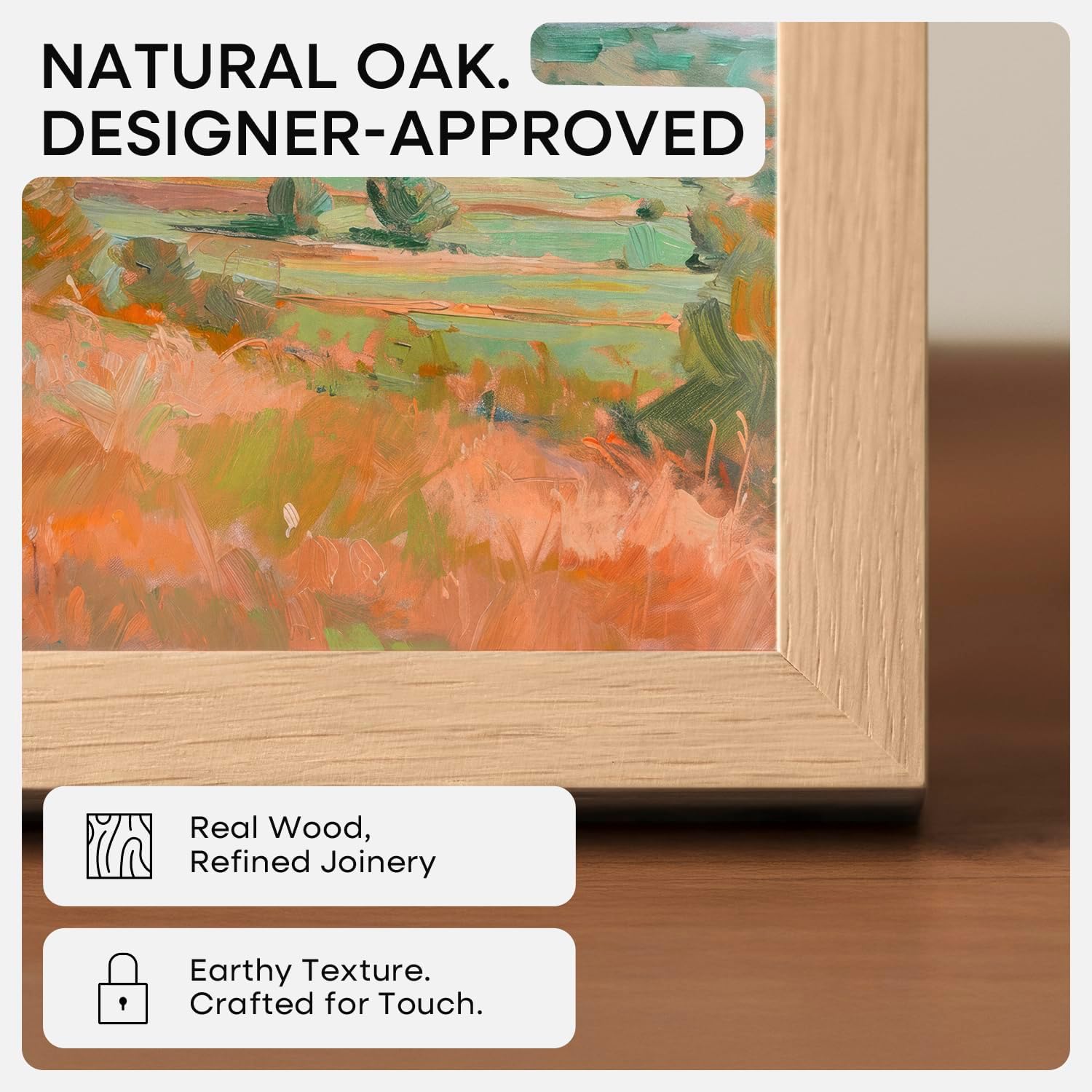 Detalle 2 de Homeforia 22.375x34 Puzzle Frame — Natural Oak, High-End Gallery-Style Wood Frame