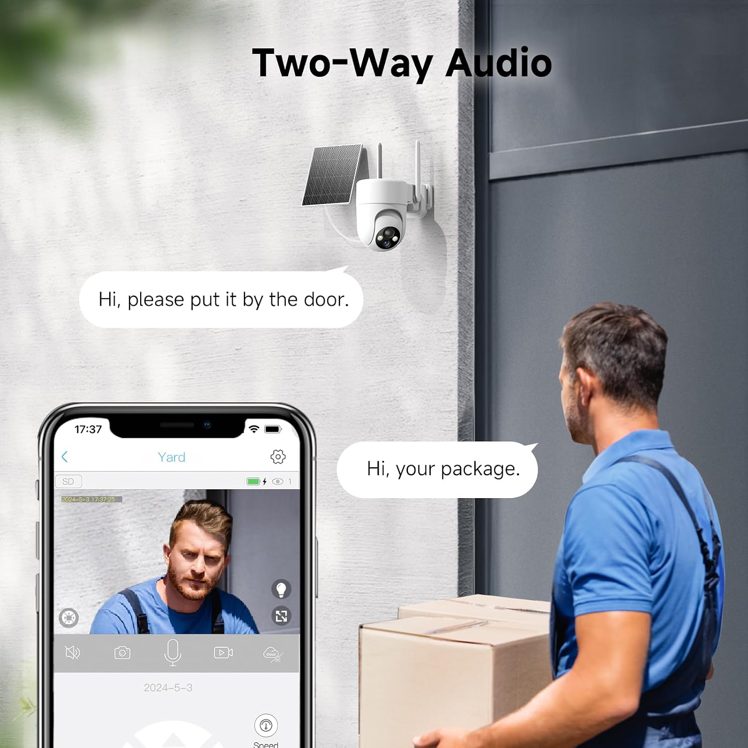 Detalle 1 de Oculview DL201 Solar Security Camera 2-Pack, 2K, 360° View, Color Night Vision