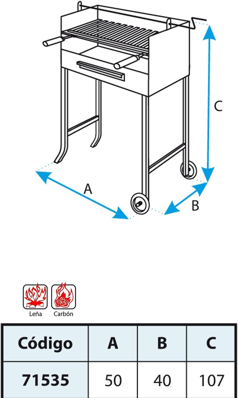 Detalle 2 de IMEX EL ZORRO 71535 – grill węglowy z windą, stal nierdzewna, czarny