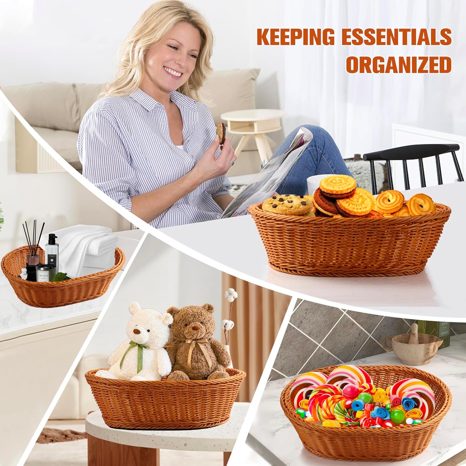 Thumbnail 4 de Boensi Gift Baskets Empty 38x28x12cm – Versatile Gift Wicker Basket