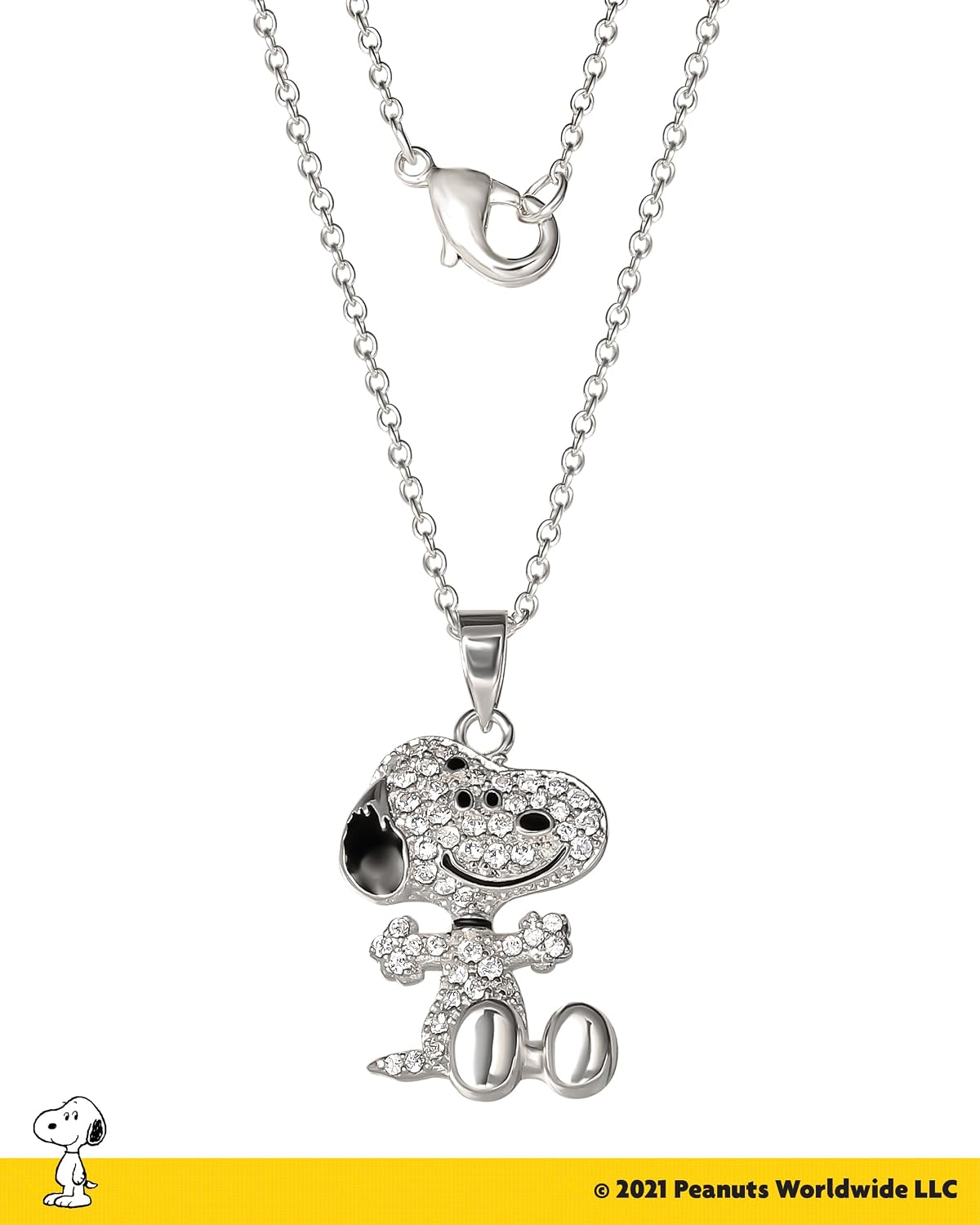 Detalle de Peanuts Collana Snoopy donna con licenza ufficiale – collana placcata argento 45 cm con ciondolo Snoopy 3D