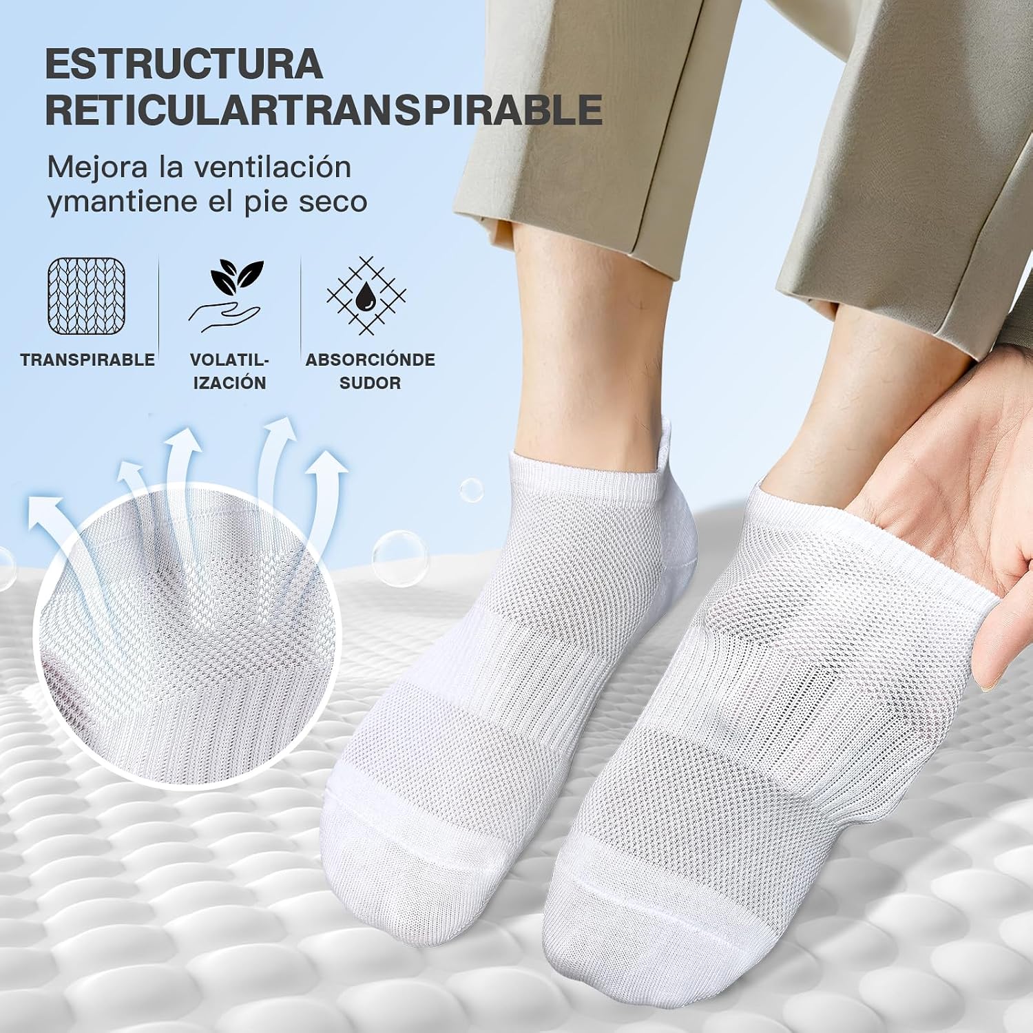 Detalle de Fullluwaa Sneaker Socken Herren/Damen – 6/10 Paar, Kurze Laufsocken aus Baumwolle, Atmungsaktiv