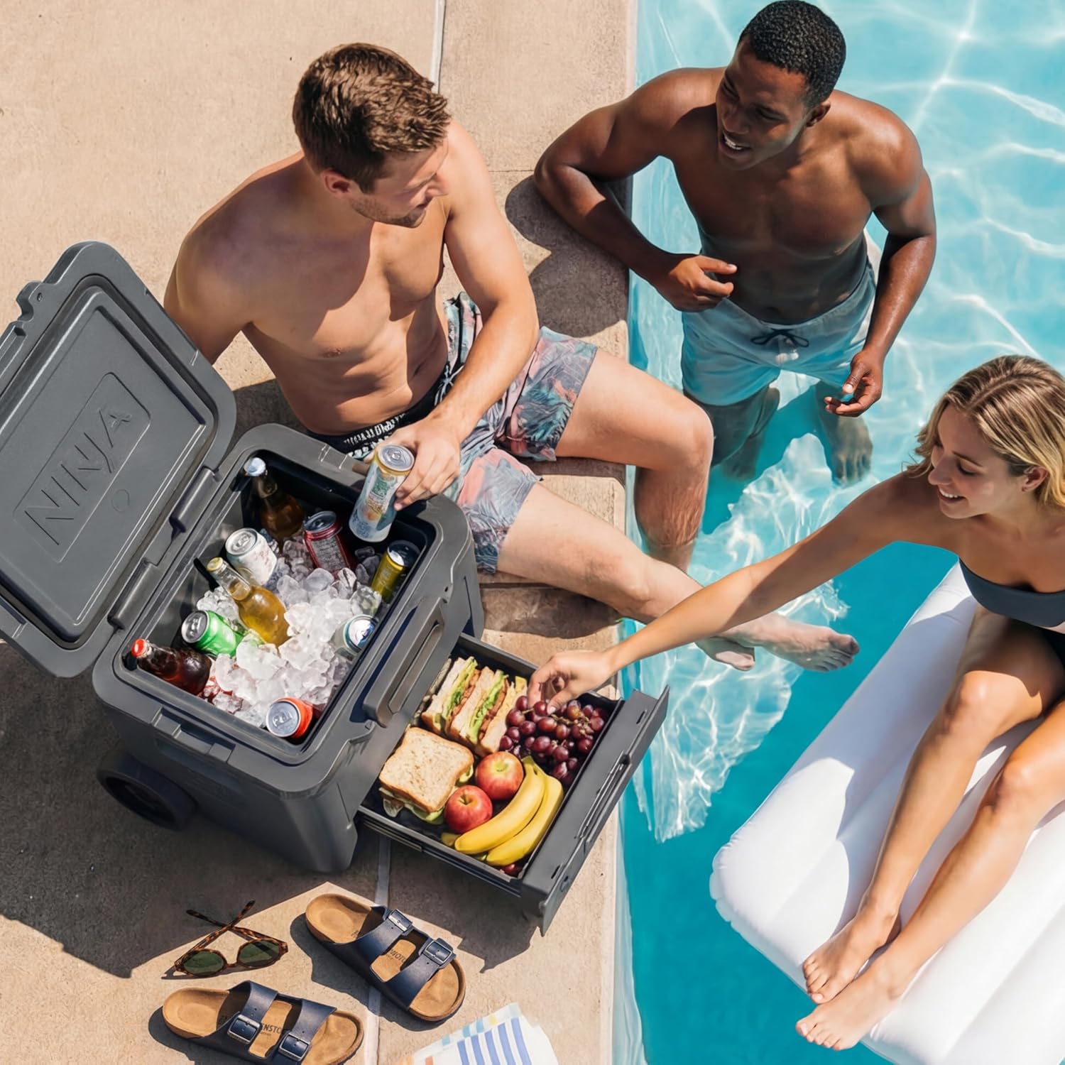 Thumbnail 6 de Ninja FrostVault 42qt Wheeled Cooler with Cold Dry Zone and Integrated Fridge-Temp Dry Storage Drawer (FB242WH)