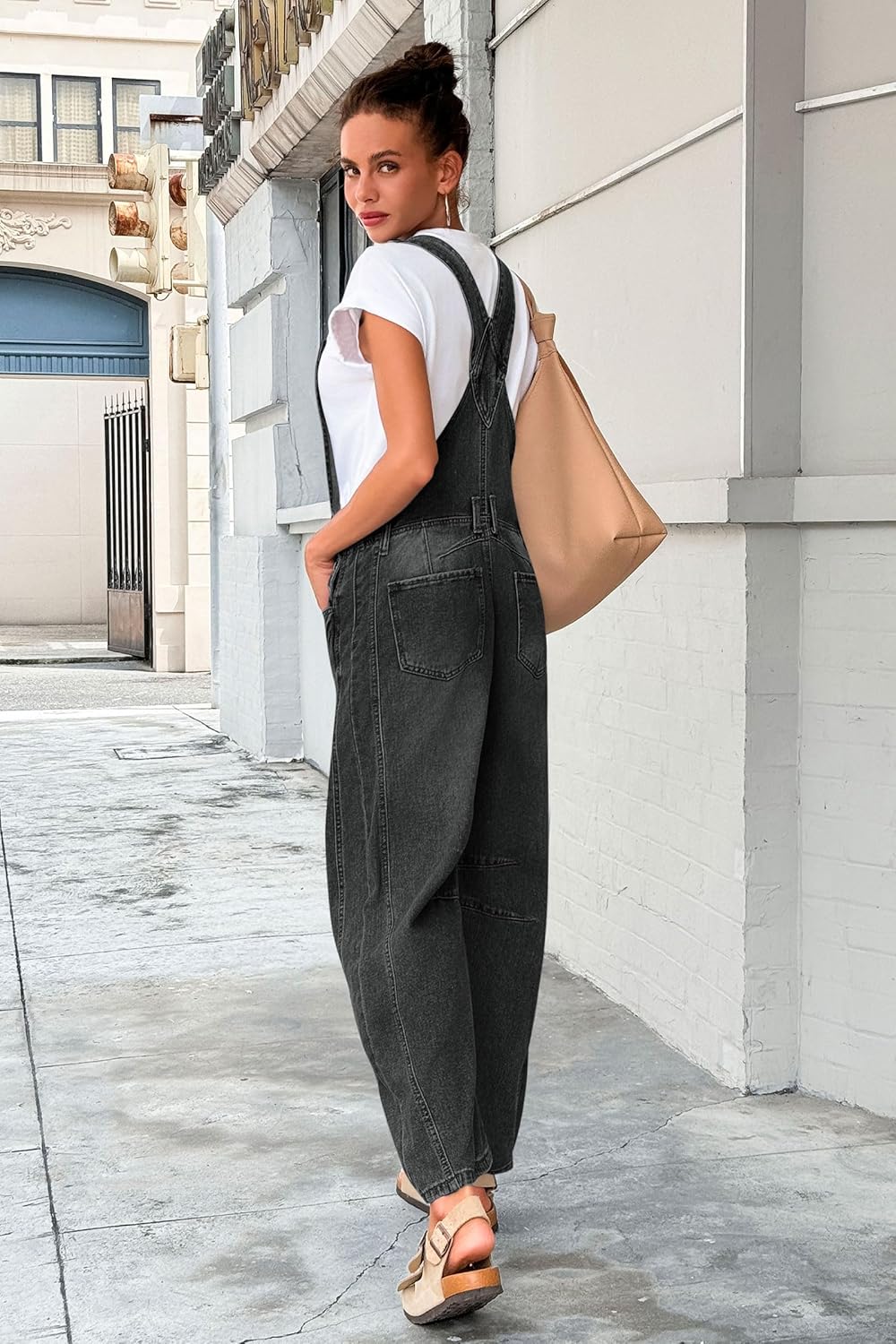 Thumbnail 2 de PLNOTME Women’s Denim Bib Overalls with Adjustable Straps, Barrel Leg & Pockets