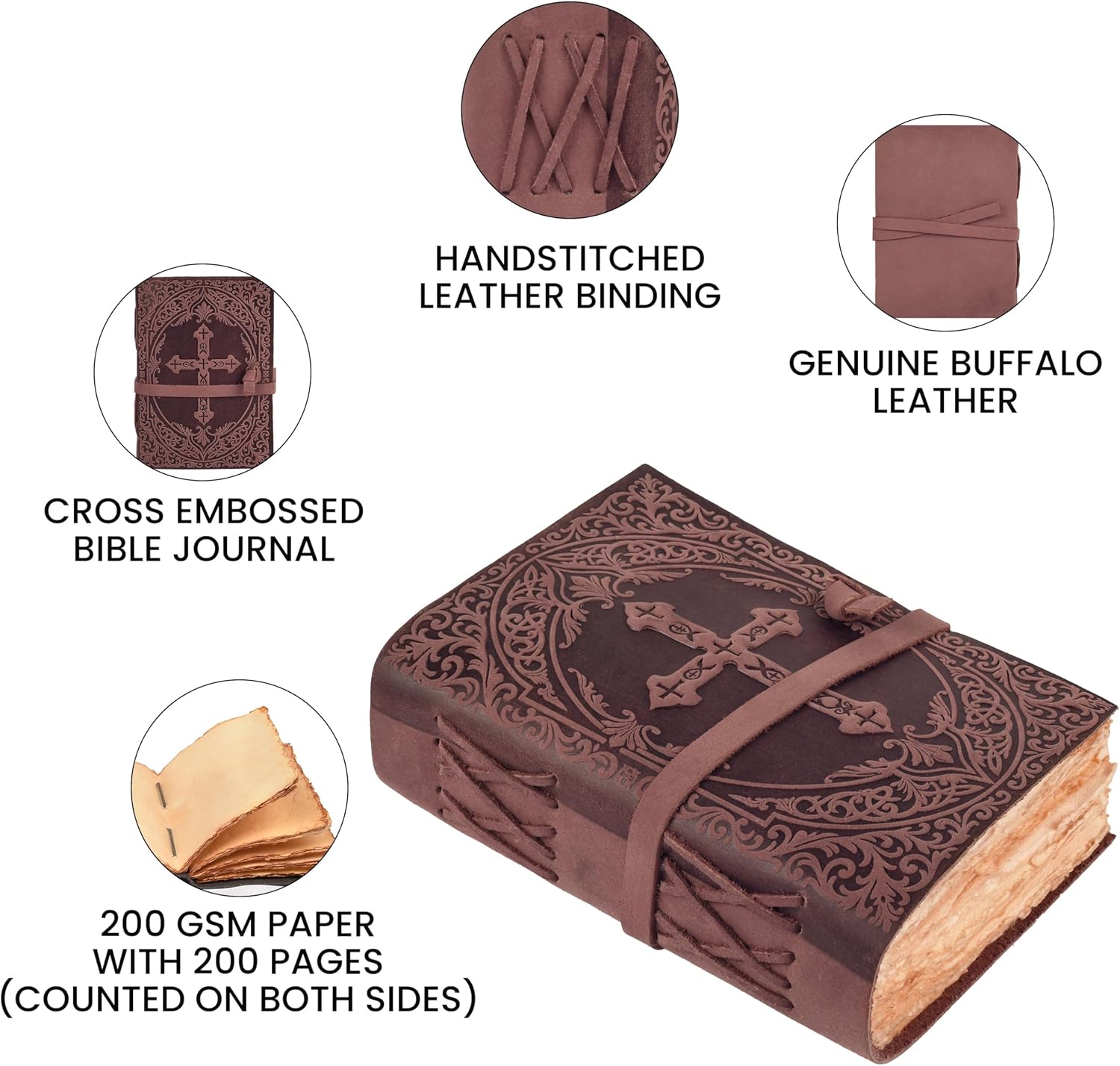 Thumbnail 2 de LEATHER VILLAGE Christian Journal, Fuchsia 7 x 5-Inch Cross-Embossed Leather