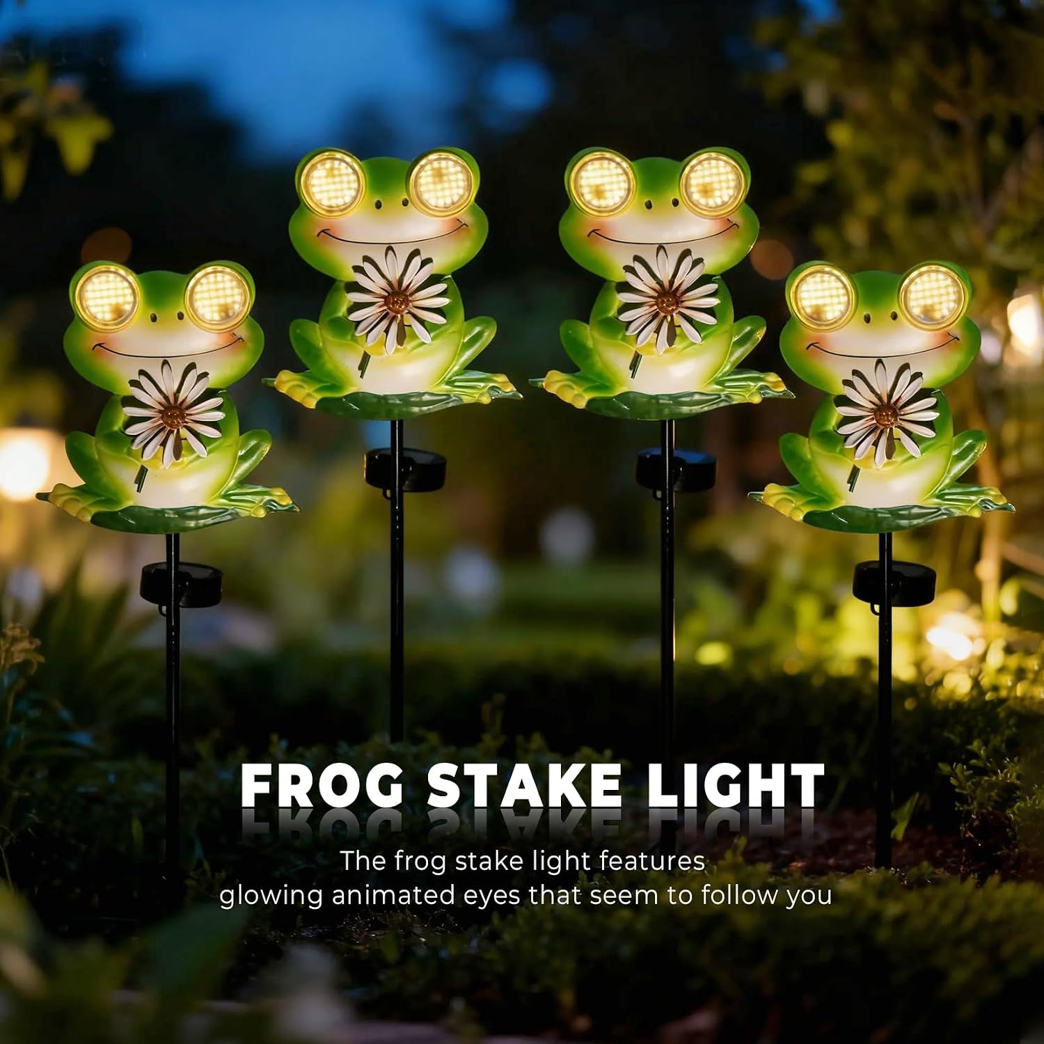 Detalle de esgarden Solar Frog Garden Stake Light, Metal