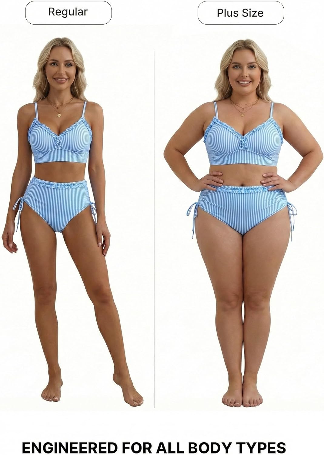 Detalle 2 de Herseas Women's Splice Ruffle Trim Bikini Sets: High Waisted Tie-Side Sexy Yet Practical