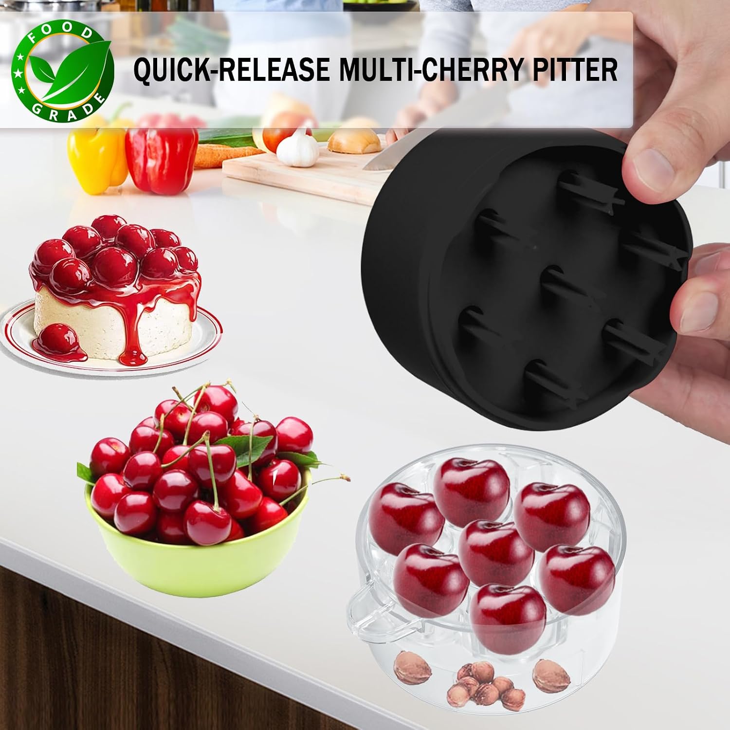 Thumbnail 3 de Cherry Pitter Tool 7-in-1: Portable Seed Remover for Cherries, Olives, and More