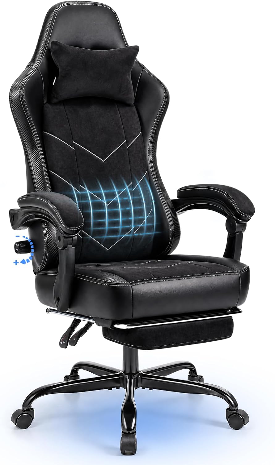 Detalle de JUMMICO Sedia da Ufficio Ergonomica con Supporto Lombare Dinamico e Poggiapiedi: comfort prolungato per home office