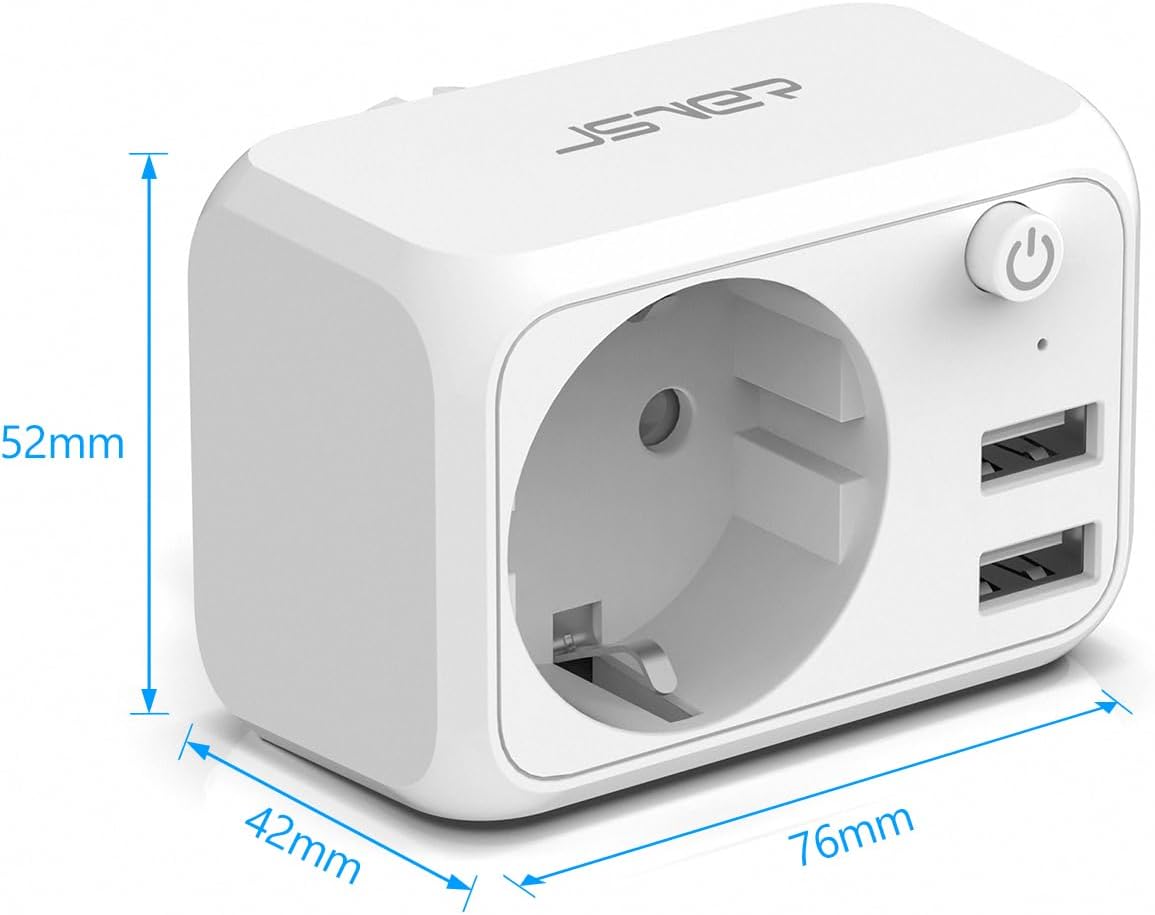 Thumbnail 5 de JSVER Adattatore Presa 4000W Multipla USB con Interruttore: 1 presa AC, 2 USB e protezione per tutta la casa